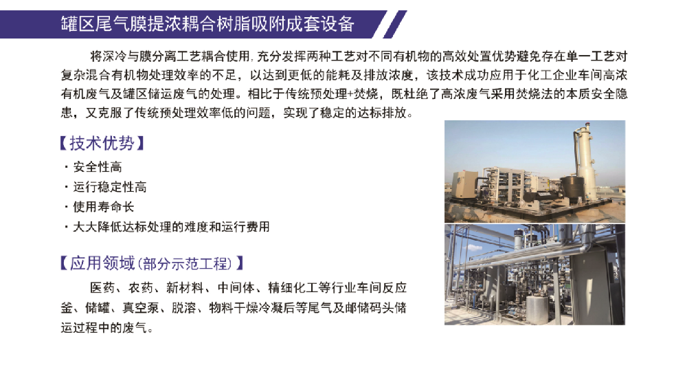 罐区尾气膜提浓耦合树脂吸附成套设备